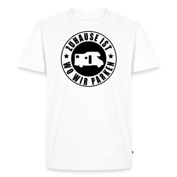La maison est où nous nous garons - T-shirt Premium bio Homme - blanc - Devant - Nico (187cm)
