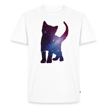 Chat Kitten Silhouette Cat Espace Espace Cadeau - T-shirt Premium bio Homme - blanc - Devant - Nico (187cm)