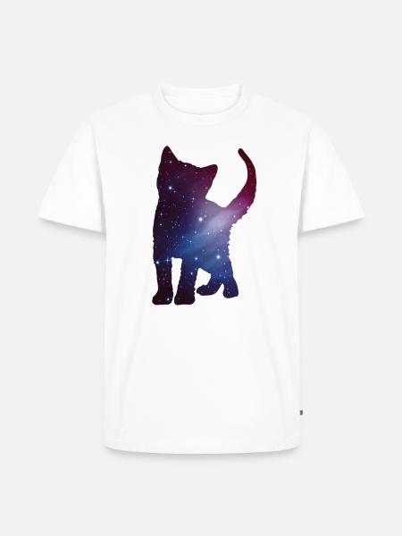 Cat Kitten Silhouette Cat Space Space Gift - Men's Premium Organic T-Shirt - white