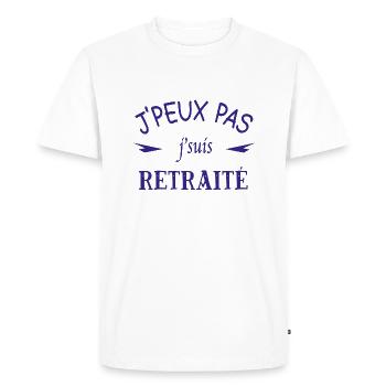 J'peux pas j'suis retraité - T-shirt Premium bio Homme - blanc - Devant - Nico (187cm)