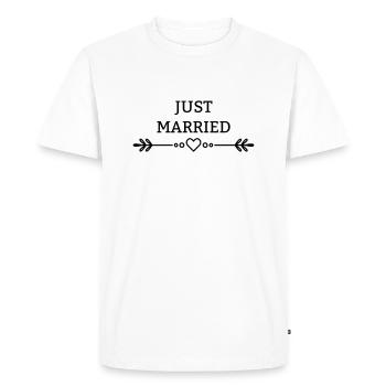 Juste marié avec du cœur et des éléments floraux - T-shirt Premium bio Homme - blanc - Devant - Nico (187cm)