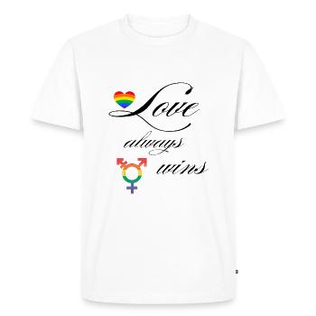 T-shirt gay pride - T-shirt Premium bio Homme - blanc - Devant - Nico (187cm)