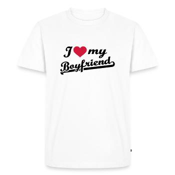 I love my boyfriend - T-shirt Premium bio Homme - blanc - Devant - Nico (187cm)