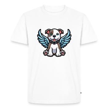 Süßer Pitbull mit Engelsflügeln Cartoon - Men's Premium Organic T-Shirt - white - Front - Nico (187cm)