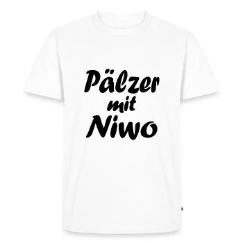 "Pälzer mit Niwo" - Pfälzer mit Niveau - Männer Premium Bio T-Shirt - Weiß - Vorne - Nico (187cm)
