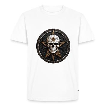 Crâne avec pentagramme de style gothique - T-shirt Premium bio Homme - blanc - Devant - Nico (187cm)