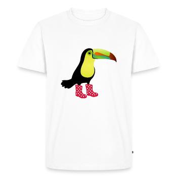 Toucan avec des bottes en caoutchouc - T-shirt Premium bio Homme - blanc - Devant - Nico (187cm)