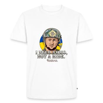 Zelensky Quote Ammunition Rideshare - Men's Premium Organic T-Shirt - white - Front - Nico (187cm)