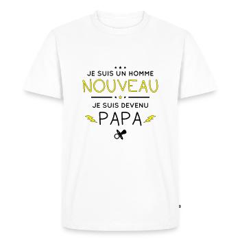 Je suis un homme nouveau - Je suis devenu papa - T-shirt Premium bio Homme - blanc - Devant - Nico (187cm)