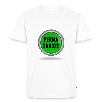 Perma-Snooze Button flat - Snooze permanent - T-shirt Premium bio Homme - blanc - Devant - Nico (187cm)