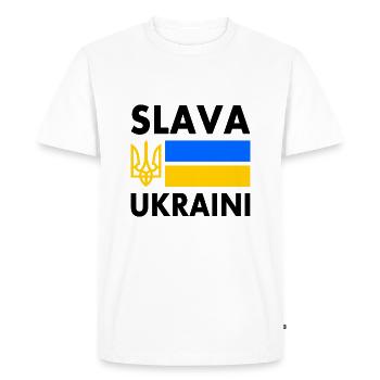 Slava ukraini - T-shirt Premium bio Homme - blanc - Devant - Nico (187cm)