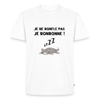 je ne ronfle pas je ronronne cadeau humour drôle - T-shirt Premium bio Homme - blanc - Devant - Nico (187cm)