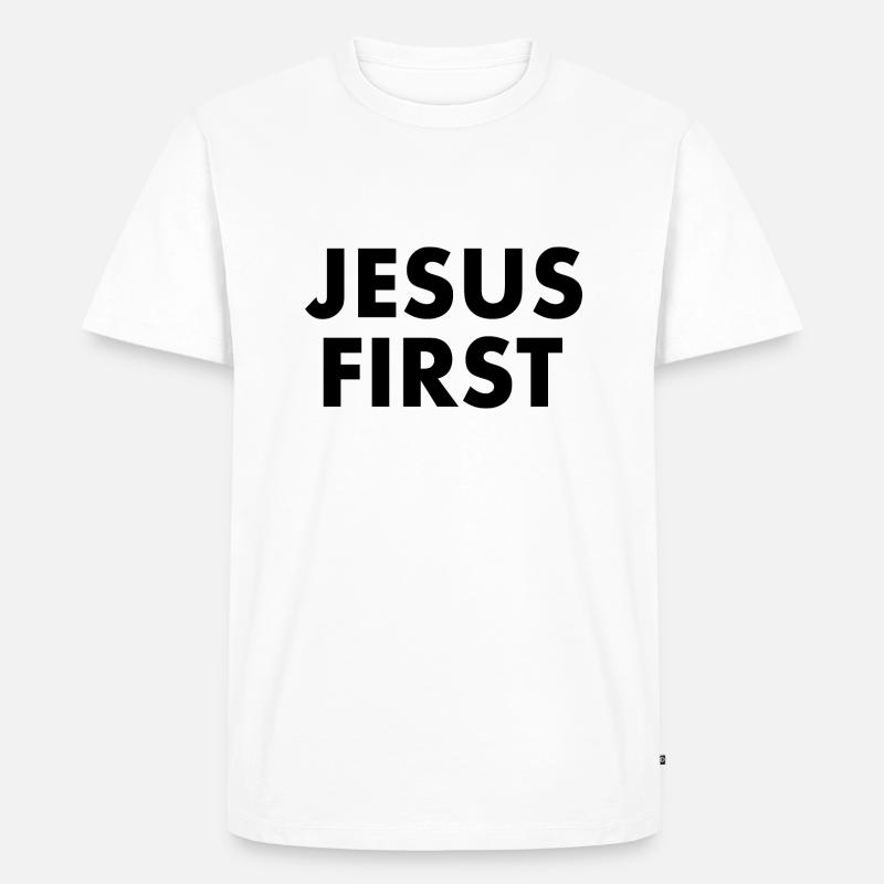 Jesus first - Männer Premium Bio T-Shirt - Weiß