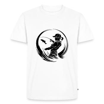 Silhouette de pêche pêcheur - T-shirt Premium bio Homme - blanc - Devant - Nico (187cm)