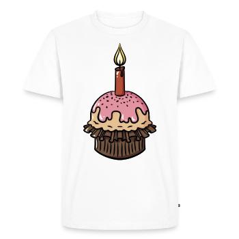 Birthday muffin with single candle gift idea - Men's Premium Organic T-Shirt - white - Front - Nico (187cm)