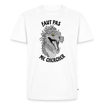 Dragon - faut pas me chercher - T-shirt Premium bio Homme - blanc - Devant - Nico (187cm)
