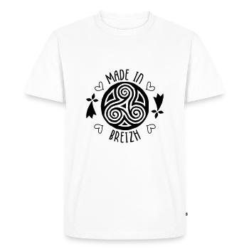 Made in Breizh - Bretagne - T-shirt Premium bio Homme - blanc - Devant - Nico (187cm)
