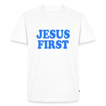 Jesus first - Men's Premium Organic T-Shirt - white - Front - Nico (187cm)