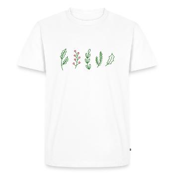 Vintage Winter Plants Doodle - Men's Premium Organic T-Shirt - white - Front - Nico (187cm)