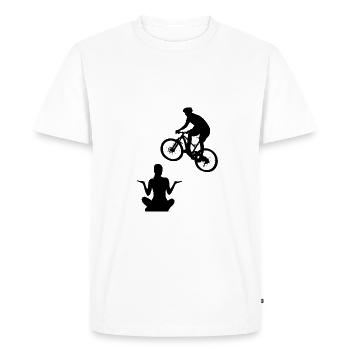 Yoga et vélo - T-shirt Premium bio Homme - blanc - Devant - Nico (187cm)