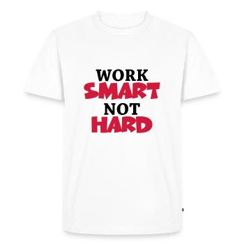 Work smart, not hard - Men's Premium Organic T-Shirt - white - Front - Nico (187cm)