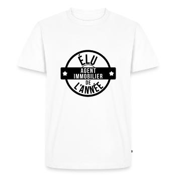 Agent Immobilier / Appartement / Maison / Immeuble - T-shirt Premium bio Homme - blanc - Devant - Nico (187cm)