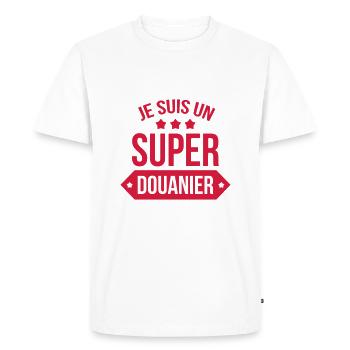 Douanier / Douane / Douanière / Police / Frontière - T-shirt Premium bio Homme - blanc - Devant - Nico (187cm)