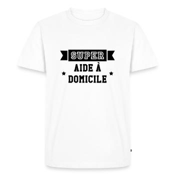 Aide A Domicile / Ménage / Auxiliaire de vie - T-shirt Premium bio Homme - blanc - Devant - Nico (187cm)