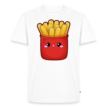 Français frites frites fast-food face frise USA - T-shirt Premium bio Homme - blanc - Devant - Nico (187cm)