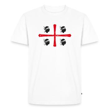 Croix drapeau sarde - T-shirt Premium bio Homme - blanc - Devant - Nico (187cm)