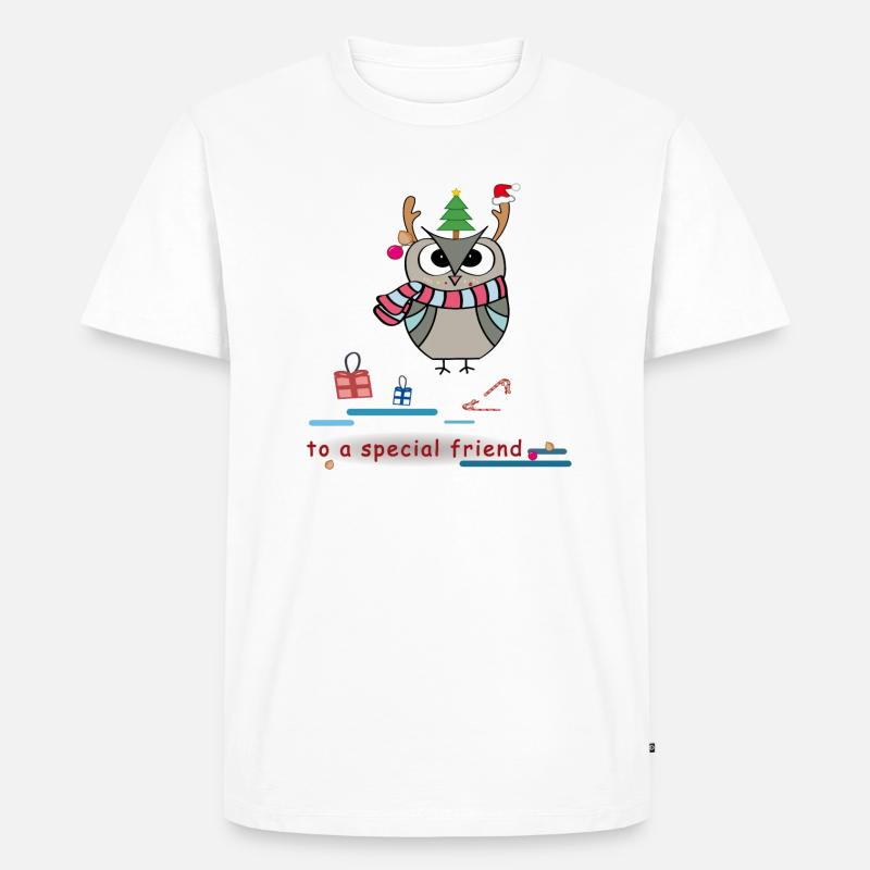 Weihnachten Christmas Eule - Männer Premium Bio T-Shirt - Weiß