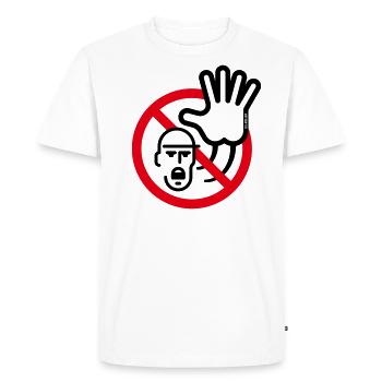 Panneau d’avertissement / avertissement / interdiction (symbole / 2C) - T-shirt Premium bio Homme - blanc - Devant - Nico (187cm)