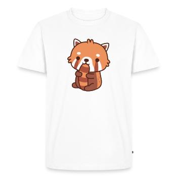 Cute Little Red Panda Biting On Tail - Men's Premium Organic T-Shirt - white - Front - Nico (187cm)