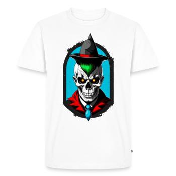 Un élève magicien avec crâne et chapeau pointu - T-shirt Premium bio Homme - blanc - Devant - Nico (187cm)
