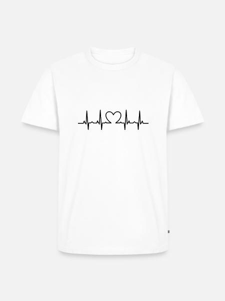 Herzschlag - Männer Premium Bio T-Shirt - Weiß