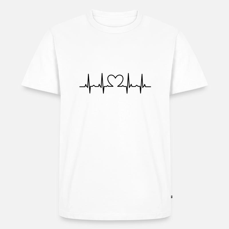 Herzschlag - Männer Premium Bio T-Shirt - Weiß
