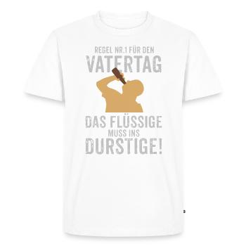 RAHMENLOS Geschenk Vatertag - Herrentag - Regel - Männer Premium Bio T-Shirt - Weiß - Vorne - Nico (187cm)