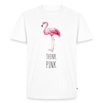 FLAMINGO. THINK PINK - Männer Premium Bio T-Shirt - Weiß - Vorne - Nico (187cm)