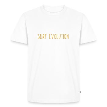 Evolution of Man Surfing - Men's Premium Organic T-Shirt - white - Front - Nico (187cm)