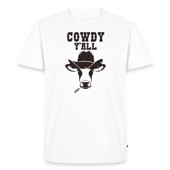 Cowdy Howdy Cow Cowboys Cow-girls Pays Western - T-shirt Premium bio Homme - blanc - Devant - Nico (187cm)