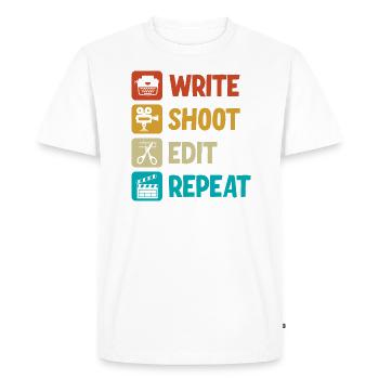 Écrire Shoot Edit Répéter Cinéaste - T-shirt Premium bio Homme - blanc - Devant - Nico (187cm)
