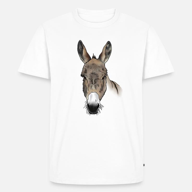 Esel Kopf farbig - Männer Premium Bio T-Shirt - Weiß