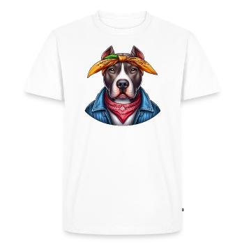 Cute Pitbull Rap Artist - Men's Premium Organic T-Shirt - white - Front - Nico (187cm)