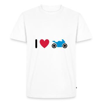 ★ Design colors can be changed ★ I love motorcycles - Men's Premium Organic T-Shirt - white - Front - Nico (187cm)