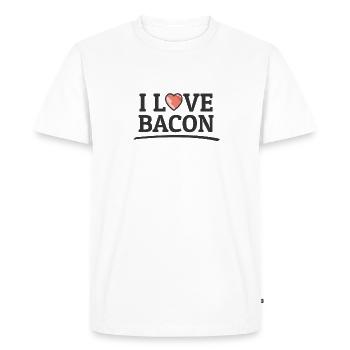 J'aime Bacon. Cadeau de bacon amoureux de bacon - T-shirt Premium bio Homme - blanc - Devant - Nico (187cm)