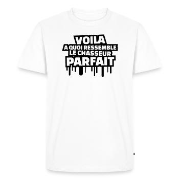 Voilà à quoi ressemble le chasseur parfait - T-shirt Premium bio Homme - blanc - Devant - Nico (187cm)