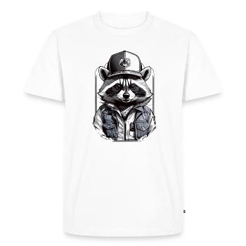 Raccoon Trucker - Men's Premium Organic T-Shirt - white - Front - Nico (187cm)