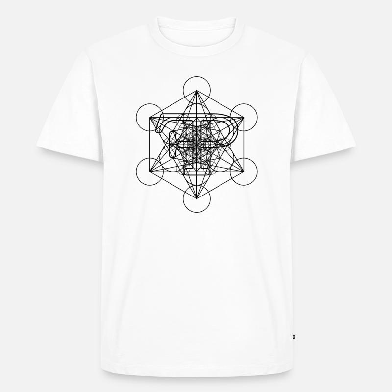 FramePace Metatron's Cube Schwarz - Männer Premium Bio T-Shirt - Weiß