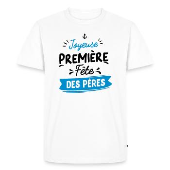 premiere fete pere - T-shirt Premium bio Homme - blanc - Devant - Nico (187cm)