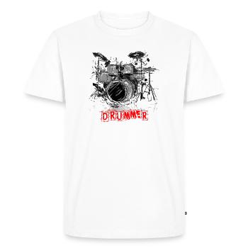 shirt Drummer pour musiciens percussionnistes - T-shirt Premium bio Homme - blanc - Devant - Nico (187cm)